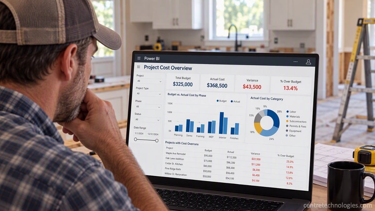 Contractor using Microsoft Power BI to identify cost overrun.